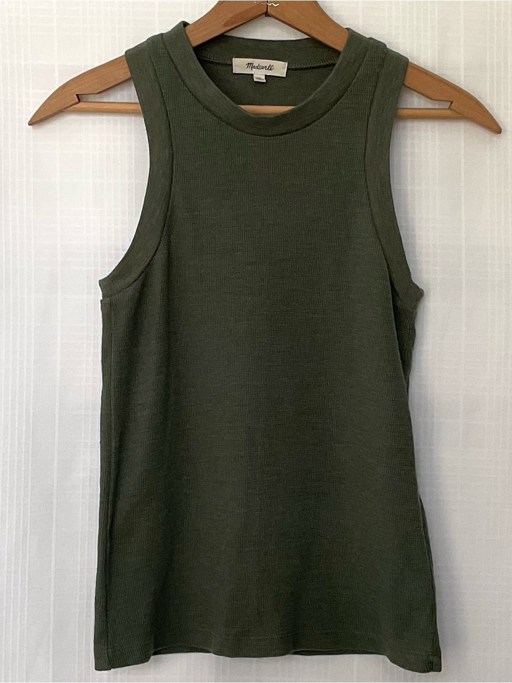 Madewell Olive Ribbed racer back Knit tank Top - Picture 1 of 5